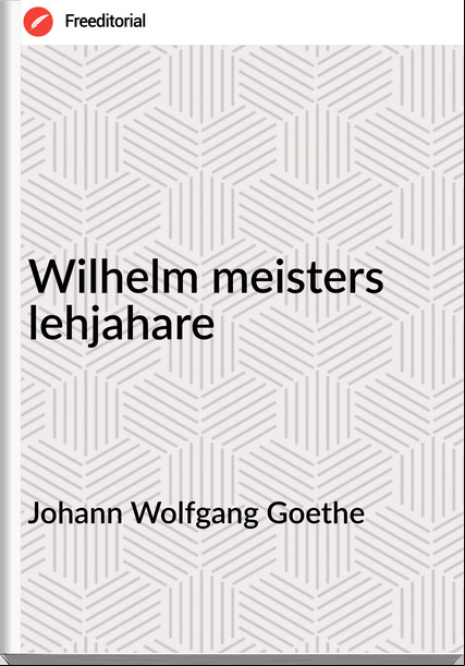 Johann Wolfgang Goethe - Wilhelm meisters lehjahare