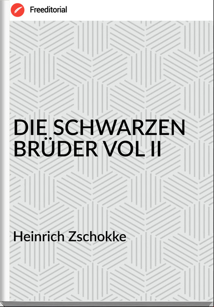 Heinrich Zschokke DIE SCHWARZEN BRÜDER VOL II