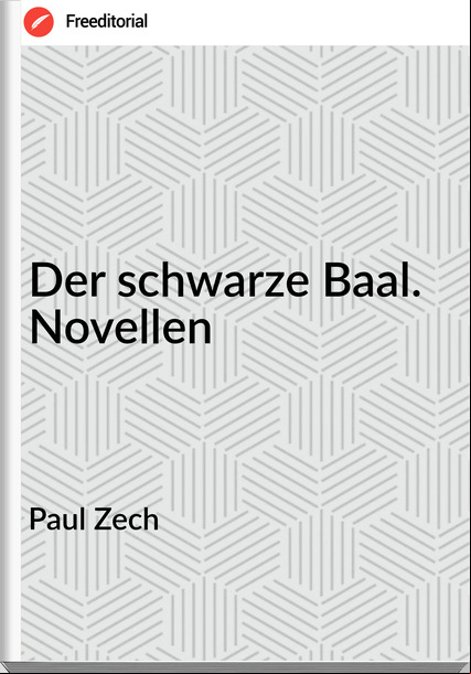 Paul Zech - Der schwarze Baal. Novellen