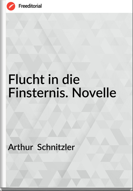 Arthur Schnitzler Flucht in die Finsternis. Novelle