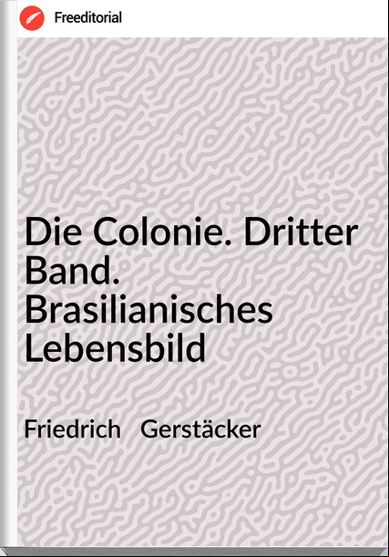 Friedrich Gerstäcker Die Colonie. Dritter Band. Brasilianisches Lebensbild
